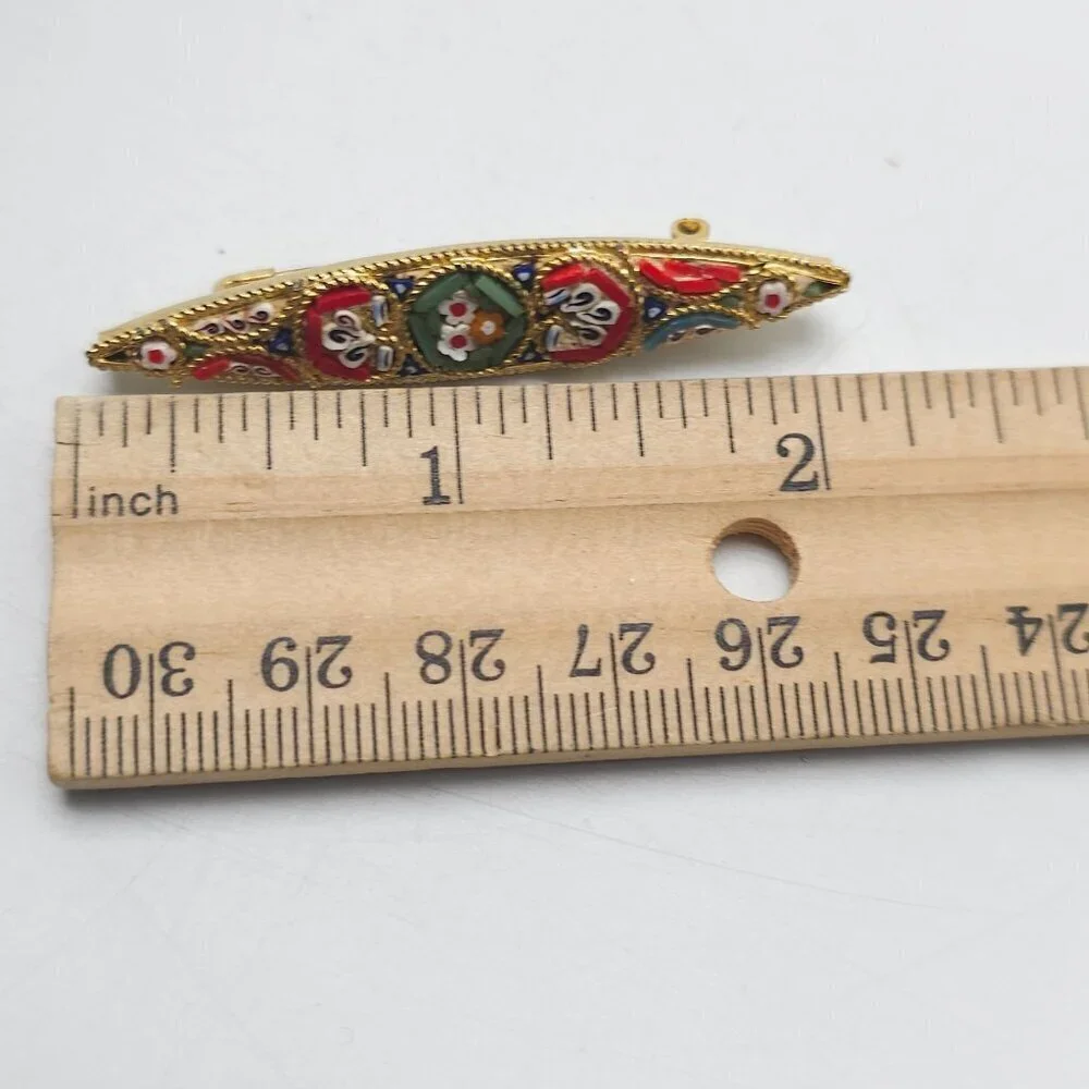 Vintage Italian Millefiori Mosaic Brooch Pin 2